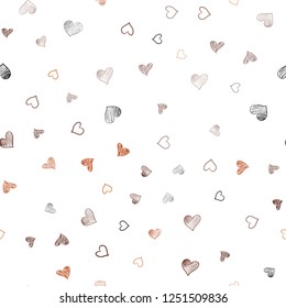 Light Orange vector seamless layout with sweet hearts. Blurred decorative design in doodle style with hearts. Template for Valentine's greeting postcards.