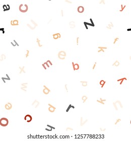 Light Orange vector seamless layout with latin alphabet. Shining colorful illustration with isolated letters. Texture for window blinds, curtains.