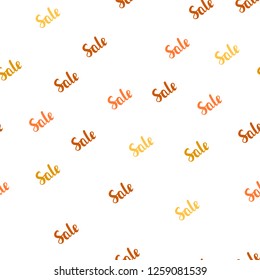 Light Orange vector seamless layout with discount words. Abstract illustration with colorful gradient symbols of sales. Backdrop for ads, leaflets of Black Friday.
