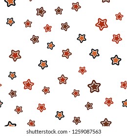 Light Orange vector seamless layout with bright stars. Shining colored illustration with stars. Texture for window blinds, curtains.