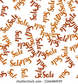 Light Orange vector seamless layout with discount of 70, 90%. Colored words of sales with gradient on white background. Pattern for ads, posters, banners of sales.