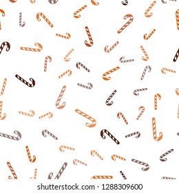 Light Orange vector seamless layout with christmas sweet desserts.