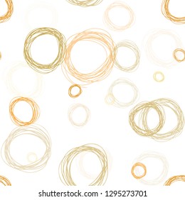 Light Orange vector seamless layout with circle shapes. Abstract illustration with colored bubbles in nature style. Pattern for design of fabric, wallpapers.