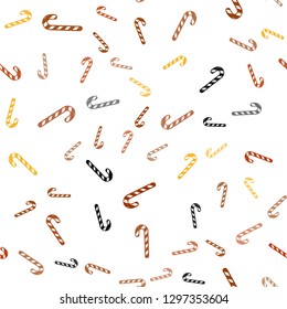Light Orange vector seamless layout with christmas sweet desserts.