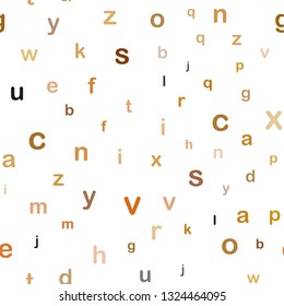 Light Orange vector seamless layout with latin alphabet. Modern geometrical illustration with ABC english symbols. Design for wallpaper, fabric makers.