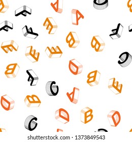 Light Orange vector seamless layout with 3D latin alphabet. Colorful 3D alphabet signs with gradient on white background. Template for business cards, websites.