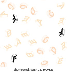 Light Orange vector seamless layout with 3D latin alphabet. Colorful 3D alphabet signs with gradient on white background. Design for wallpaper, fabric makers.
