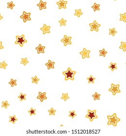 Light Orange vector seamless layout with bright stars. Glitter abstract illustration with colored stars. Design for wallpaper, fabric makers.