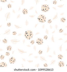 Light Orange vector seamless natural backdrop with leaves and flowers. An elegant bright illustration with leaves and flowers. Elegant pattern for your brand book.