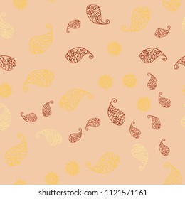Light Orange vector seamless natural artwork with leaves and flowers. Brand new colored illustration with leaves and flowers. A new texture for your wallpaper design.