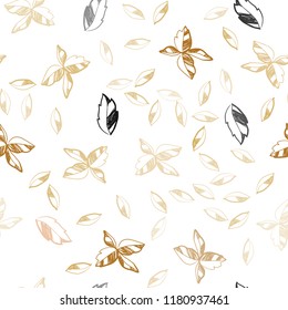 Light Orange vector seamless natural artwork with leaves. Shining colored illustration with leaves in doodle style. Pattern for design of fabric, wallpapers.