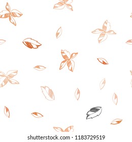 Light Orange vector seamless natural backdrop with leaves. An elegant bright illustration with leaves in Natural style. Pattern for design of fabric, wallpapers.