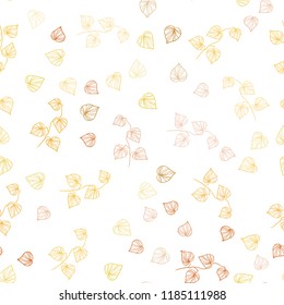 Light Orange vector seamless natural pattern with leaves. Doodle illustration of leaves in Origami style with gradient. Pattern for design of window blinds, curtains.