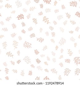 Light Orange vector seamless natural backdrop with leaves, branches. Leaves and branches with gradient on white background. Pattern for design of window blinds, curtains.