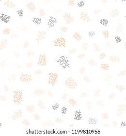 Light Orange vector seamless natural pattern with leaves, branches. Colorful illustration in doodle style with leaves, branches. Trendy design for wallpaper, fabric makers.