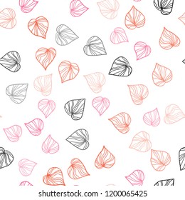 Light Orange vector seamless natural artwork with leaves. Shining colored illustration with leaves in doodle style. Design for textile, fabric, wallpapers.