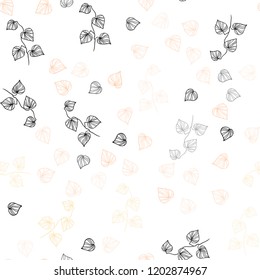 Light Orange vector seamless natural background with leaves. leaves on blurred abstract background with gradient. Design for textile, fabric, wallpapers.