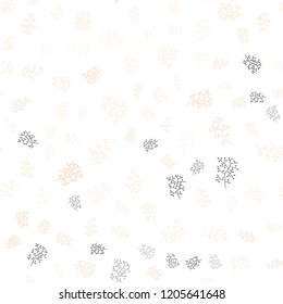Light Orange vector seamless natural pattern with leaves, branches. Decorative design in Indian style on white background. Pattern for design of fabric, wallpapers.