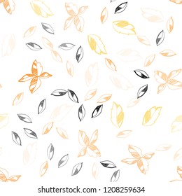 Light Orange vector seamless natural backdrop with leaves. leaves on blurred abstract background with gradient. Template for business cards, websites.