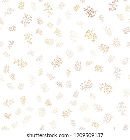 Light Orange vector seamless natural backdrop with leaves, branches. Colorful abstract illustration with leaves in doodle style. Template for business cards, websites.