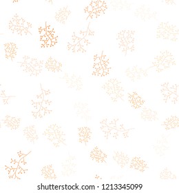 Light Orange vector seamless natural backdrop with branches. Modern abstract illustration with leaves and branches. Design for textile, fabric, wallpapers.