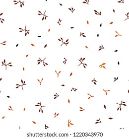 Light Orange vector seamless natural pattern with leaves. Brand new colored illustration in blurry style with leaves. Design for textile, fabric, wallpapers.