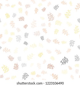 Light Orange vector seamless natural artwork with leaves, branches. Brand new colored illustration with leaves and branches. Pattern for design of window blinds, curtains.