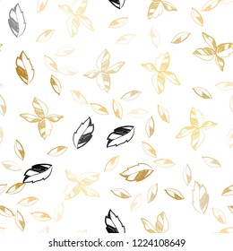Light Orange vector seamless natural artwork with leaves. leaves on elegant natural pattern with gradient. Template for business cards, websites.
