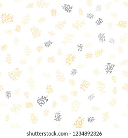 Light Orange vector seamless natural pattern with leaves, branches. Glitter abstract illustration with leaves and branches. Template for business cards, websites.