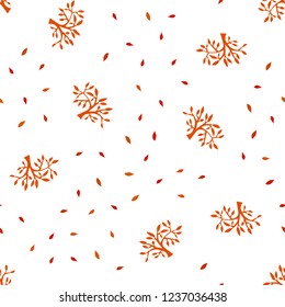 Light Orange vector seamless natural backdrop with leaves, branches. An elegant bright illustration with leaves and branches. Pattern for design of fabric, wallpapers.