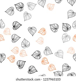 Light Orange vector seamless natural background with leaves. leaves on blurred abstract background with gradient. Pattern for design of window blinds, curtains.