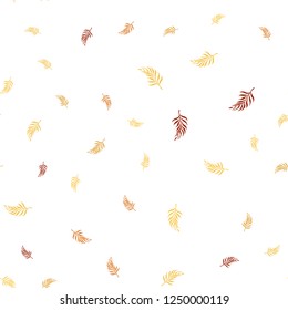 Light Orange vector seamless natural background with leaves. Blurred decorative design in Indian style with leaves. Trendy design for wallpaper, fabric makers.