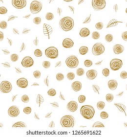 Light Orange vector seamless natural backdrop with leaves and flowers. Glitter abstract illustration with leaves and flowers. Pattern for design of fabric, wallpapers.