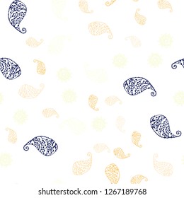 Light Orange vector seamless natural background with leaves and flowers. Colorful abstract illustration with leaves in doodle style. Pattern for trendy fabric, wallpapers.