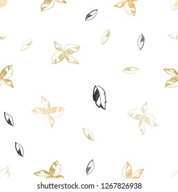 Light Orange vector seamless natural backdrop with leaves. An elegant bright illustration with leaves in Natural style. Pattern for design of fabric, wallpapers.