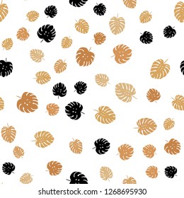 Light Orange vector seamless natural backdrop with leaves. Colorful abstract illustration with leaves in doodle style. Texture for window blinds, curtains.