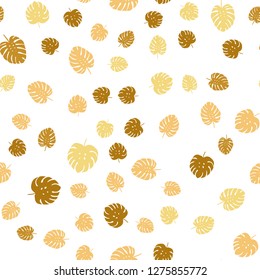 Light Orange vector seamless natural background with leaves. Blurred decorative design in Indian style with leaves. Texture for window blinds, curtains.