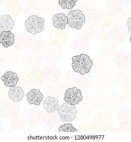 Light Orange vector seamless natural pattern with flowers. Colorful illustration with flowers in doodle style. Pattern for trendy fabric, wallpapers.