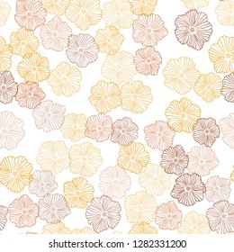 Light Orange vector seamless natural background with flowers. Colorful illustration in doodle style with flowers. Pattern for trendy fabric, wallpapers.