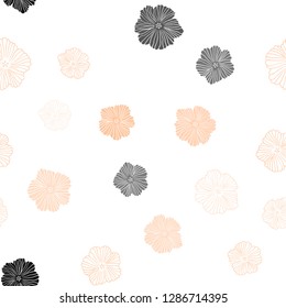 Light Orange vector seamless natural backdrop with flowers. Brand new colored illustration with flowers. Pattern for trendy fabric, wallpapers.