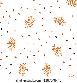 Light Orange vector seamless natural background with leaves, branches. Sketchy doodles on white background. Design for wallpaper, fabric makers.