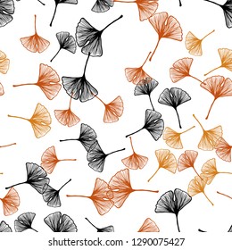 Light Orange vector seamless natural artwork with leaves. An elegant bright illustration with leaves in Natural style. Design for wallpaper, fabric makers.