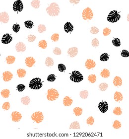 Light Orange vector seamless natural backdrop with leaves. Blurred decorative design in Indian style with leaves. Template for business cards, websites.