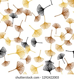 Light Orange vector seamless natural backdrop with leaves. Creative illustration in blurred style with leaves. Texture for window blinds, curtains.