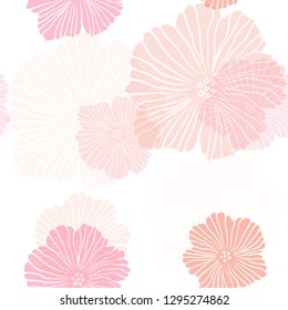 Light Orange vector seamless natural backdrop with flowers. Glitter abstract illustration with flowers. Design for textile, fabric, wallpapers.
