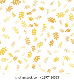 Light Orange vector seamless natural background with leaves, branches. Leaves, branches in natural style on white background. Texture for window blinds, curtains.