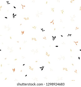 Light Orange vector seamless natural background with leaves. Decorative illustration with doodles on abstract template. Trendy design for wallpaper, fabric makers.