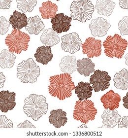 Light Orange vector seamless natural backdrop with flowers. Flowers in natural style on white background. Pattern for design of fabric, wallpapers.