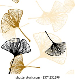 Light Orange vector seamless natural backdrop with leaves. Colorful illustration in doodle style with leaves. Pattern for trendy fabric, wallpapers.