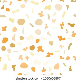 Light Orange vector seamless pattern with liquid shapes. A sample with blurred bubble shapes on white background. Template for business cards, websites.